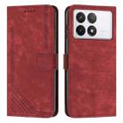 For Xiaomi Redmi K70 / K70 Pro Skin Feel Stripe Pattern Leather Phone Case with Long Lanyard(Red) - 1