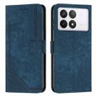 For Xiaomi Redmi K70 / K70 Pro Skin Feel Stripe Pattern Leather Phone Case with Long Lanyard(Blue) - 1