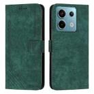 For Xiaomi Redmi Note 13 Pro 4G Global Skin Feel Stripe Pattern Leather Phone Case with Long Lanyard(Green) - 1