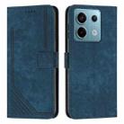 For Xiaomi Redmi Note 13 Pro 4G Global Skin Feel Stripe Pattern Leather Phone Case with Long Lanyard(Blue) - 1