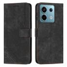 For Xiaomi Redmi Note 13 Pro 4G Global Skin Feel Stripe Pattern Leather Phone Case with Long Lanyard(Black) - 1