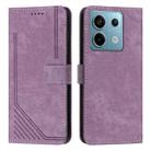For Xiaomi Redmi Note 13 Pro 4G Global Skin Feel Stripe Pattern Leather Phone Case with Long Lanyard(Purple) - 1