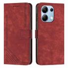 For Xiaomi Redmi Note 13 4G Global Skin Feel Stripe Pattern Leather Phone Case with Long Lanyard(Red) - 1