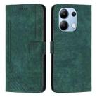 For Xiaomi Redmi Note 13 4G Global Skin Feel Stripe Pattern Leather Phone Case with Long Lanyard(Green) - 1