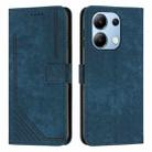 For Xiaomi Redmi Note 13 4G Global Skin Feel Stripe Pattern Leather Phone Case with Long Lanyard(Blue) - 1