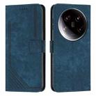 For Xiaomi 14 Ultra Skin Feel Stripe Pattern Leather Phone Case with Long Lanyard(Blue) - 1