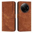 For Xiaomi Redmi A3 Skin Feel Stripe Pattern Leather Phone Case with Long Lanyard(Brown) - 1