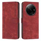 For Xiaomi Redmi A3 Skin Feel Stripe Pattern Leather Phone Case with Long Lanyard(Red) - 1