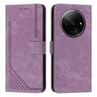 For Xiaomi Redmi A3 Skin Feel Stripe Pattern Leather Phone Case with Long Lanyard(Purple) - 1