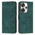 For Xiaomi Redmi Turbo 3 Skin Feel Stripe Pattern Leather Phone Case with Long Lanyard(Green) - 1