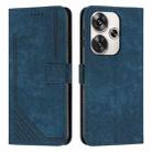 For Xiaomi Redmi Turbo 3 Skin Feel Stripe Pattern Leather Phone Case with Long Lanyard(Blue) - 1