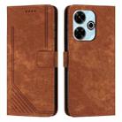 For Xiaomi Redmi 13 4G Skin Feel Stripe Pattern Leather Phone Case with Long Lanyard(Brown) - 1