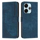 For Xiaomi Redmi 13 4G Skin Feel Stripe Pattern Leather Phone Case with Long Lanyard(Blue) - 1