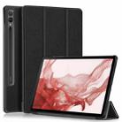 For Samsung Galaxy Tab S9+ Custer Pure Color 3-Fold Holder Smart Leather Tablet Case(Black) - 1