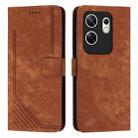 For Infinix Zero 30 4G Skin Feel Stripe Pattern Leather Phone Case with Lanyard(Brown) - 1