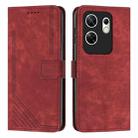 For Infinix Zero 30 4G Skin Feel Stripe Pattern Leather Phone Case with Lanyard(Red) - 1