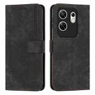 For Infinix Zero 30 4G Skin Feel Stripe Pattern Leather Phone Case with Lanyard(Black) - 1