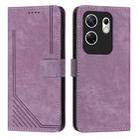 For Infinix Zero 30 4G Skin Feel Stripe Pattern Leather Phone Case with Lanyard(Purple) - 1
