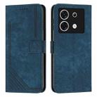 For Infinix Zero 30 5G Skin Feel Stripe Pattern Leather Phone Case with Lanyard(Blue) - 1