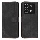 For Infinix Zero 30 5G Skin Feel Stripe Pattern Leather Phone Case with Lanyard(Black) - 1