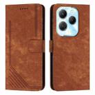 For Infinix Hot 40 / 40 Pro Skin Feel Stripe Pattern Leather Phone Case with Lanyard(Brown) - 1