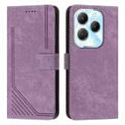 For Infinix Hot 40 / 40 Pro Skin Feel Stripe Pattern Leather Phone Case with Lanyard(Purple) - 1