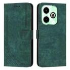 For Infinix Hot 40i Skin Feel Stripe Pattern Leather Phone Case with Lanyard(Green) - 1