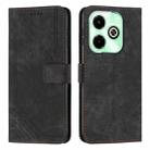 For Infinix Hot 40i Skin Feel Stripe Pattern Leather Phone Case with Lanyard(Black) - 1
