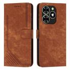 For Infinix Smart 8 Skin Feel Stripe Pattern Leather Phone Case with Lanyard(Brown) - 1