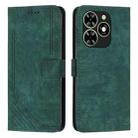 For Infinix Smart 8 Skin Feel Stripe Pattern Leather Phone Case with Lanyard(Green) - 1