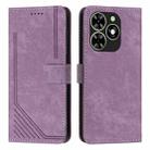 For Infinix Smart 8 Skin Feel Stripe Pattern Leather Phone Case with Lanyard(Purple) - 1