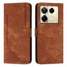 For Infinix Note 40 Pro 4G / 5G Skin Feel Stripe Pattern Leather Phone Case with Lanyard(Brown) - 1