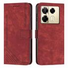 For Infinix Note 40 Pro 4G / 5G Skin Feel Stripe Pattern Leather Phone Case with Lanyard(Red) - 1