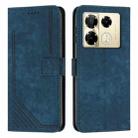 For Infinix Note 40 Pro 4G / 5G Skin Feel Stripe Pattern Leather Phone Case with Lanyard(Blue) - 1