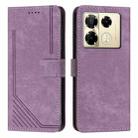 For Infinix Note 40 Pro 4G / 5G Skin Feel Stripe Pattern Leather Phone Case with Lanyard(Purple) - 1