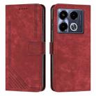 For Infinix Note 40 4G Skin Feel Stripe Pattern Leather Phone Case with Lanyard(Red) - 1