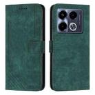 For Infinix Note 40 4G Skin Feel Stripe Pattern Leather Phone Case with Lanyard(Green) - 1