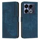 For Infinix Note 40 4G Skin Feel Stripe Pattern Leather Phone Case with Lanyard(Blue) - 1