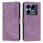 For Infinix Note 40 4G Skin Feel Stripe Pattern Leather Phone Case with Lanyard(Purple) - 1