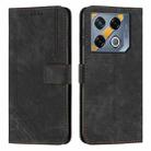 For Infinix GT 20 Pro Skin Feel Stripe Pattern Leather Phone Case with Lanyard(Black) - 1