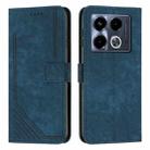 For Infinix Note 40 5G Skin Feel Stripe Pattern Leather Phone Case with Lanyard(Blue) - 1