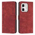 For Infinix Hot 50i Skin Feel Stripe Pattern Leather Phone Case with Lanyard(Red) - 1