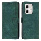 For Infinix Hot 50i Skin Feel Stripe Pattern Leather Phone Case with Lanyard(Green) - 1