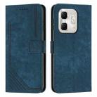 For Infinix Hot 50i Skin Feel Stripe Pattern Leather Phone Case with Lanyard(Blue) - 1