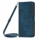 For Infinix Hot 50i Skin Feel Stripe Pattern Leather Phone Case with Lanyard(Blue) - 2