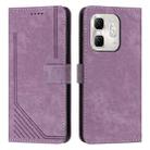 For Infinix Hot 50i Skin Feel Stripe Pattern Leather Phone Case with Lanyard(Purple) - 1