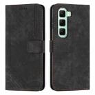 For Infinix Hot 50 Pro 4G Skin Feel Stripe Pattern Leather Phone Case with Lanyard(Black) - 1