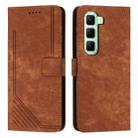 For Infinix Hot 50 Pro+ 4G Skin Feel Stripe Pattern Leather Phone Case with Lanyard(Brown) - 1