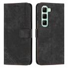 For Infinix Hot 50 Pro+ 4G Skin Feel Stripe Pattern Leather Phone Case with Lanyard(Black) - 1