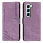 For Infinix Hot 50 Pro+ 4G Skin Feel Stripe Pattern Leather Phone Case with Lanyard(Purple) - 1